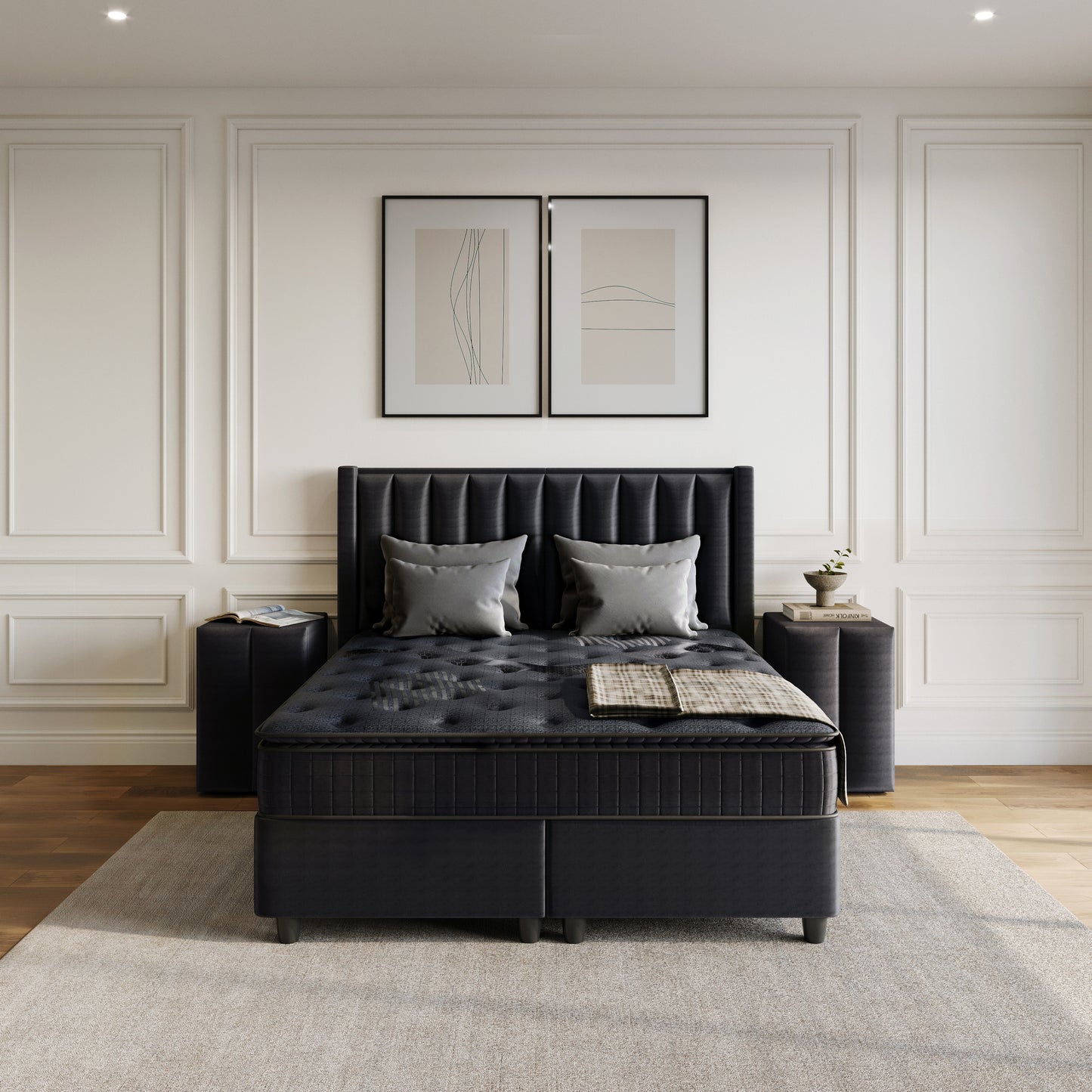 Opbergboxspring Blackpearl Antraciet 90x200