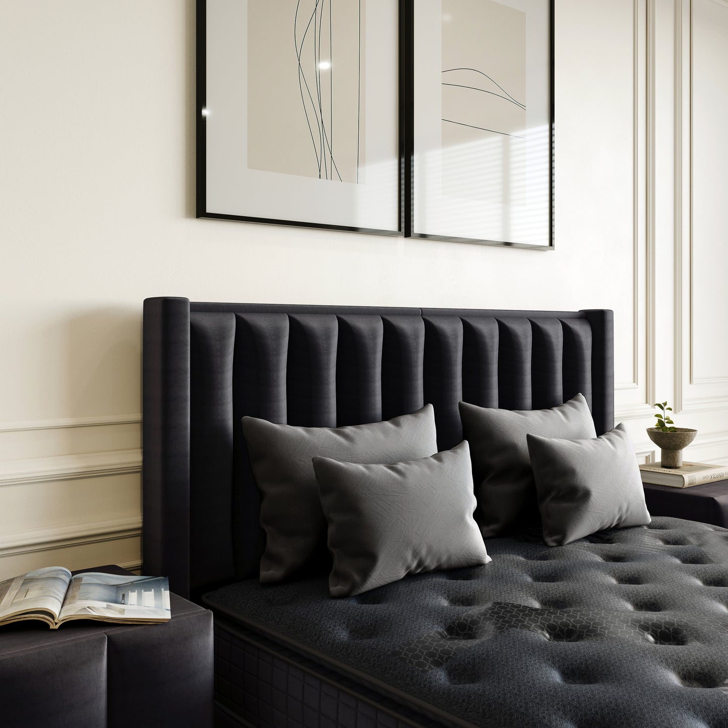 Opbergboxspring Blackpearl Antraciet 90x200