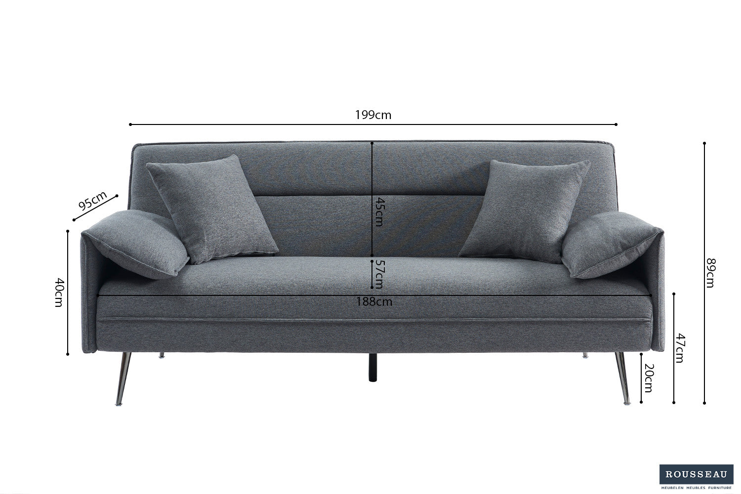 Sofa bed 'Sivas' Fabric Ote Family 22 Gray