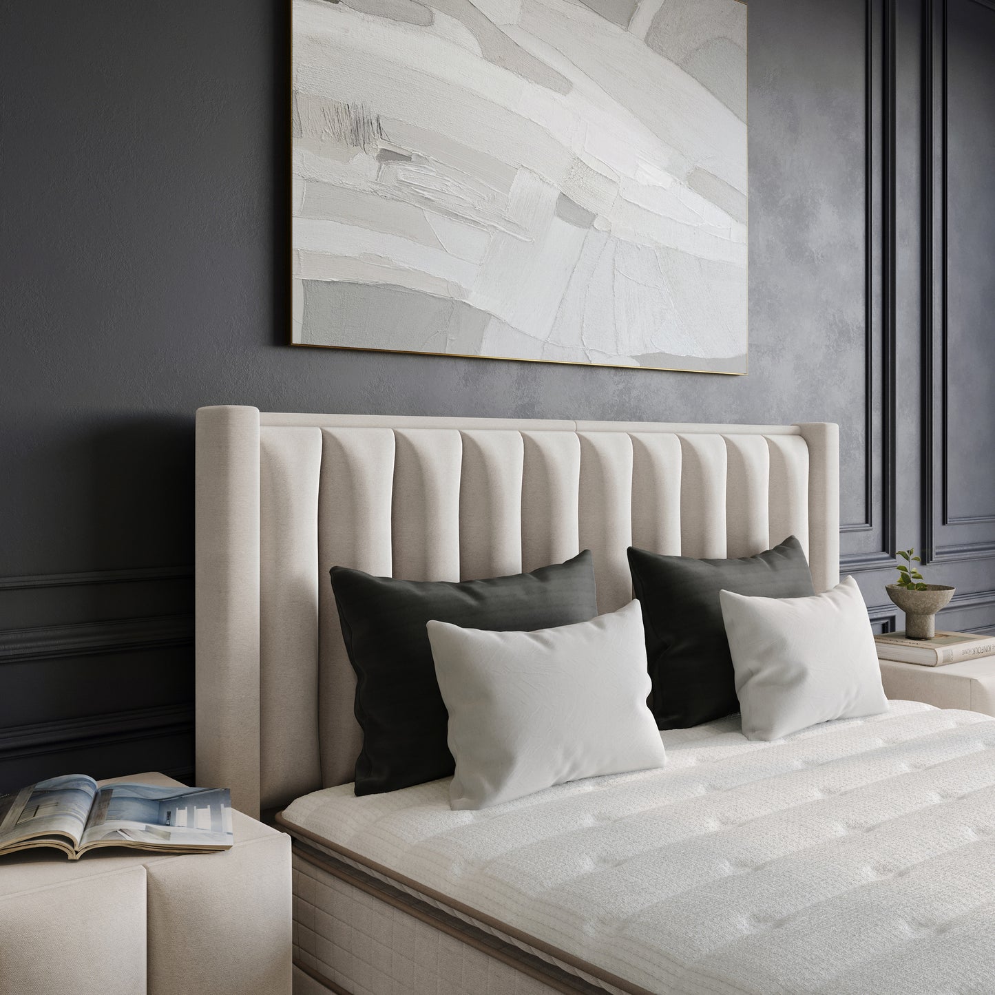 Opbergboxspring Blackpearl Beige 90x200