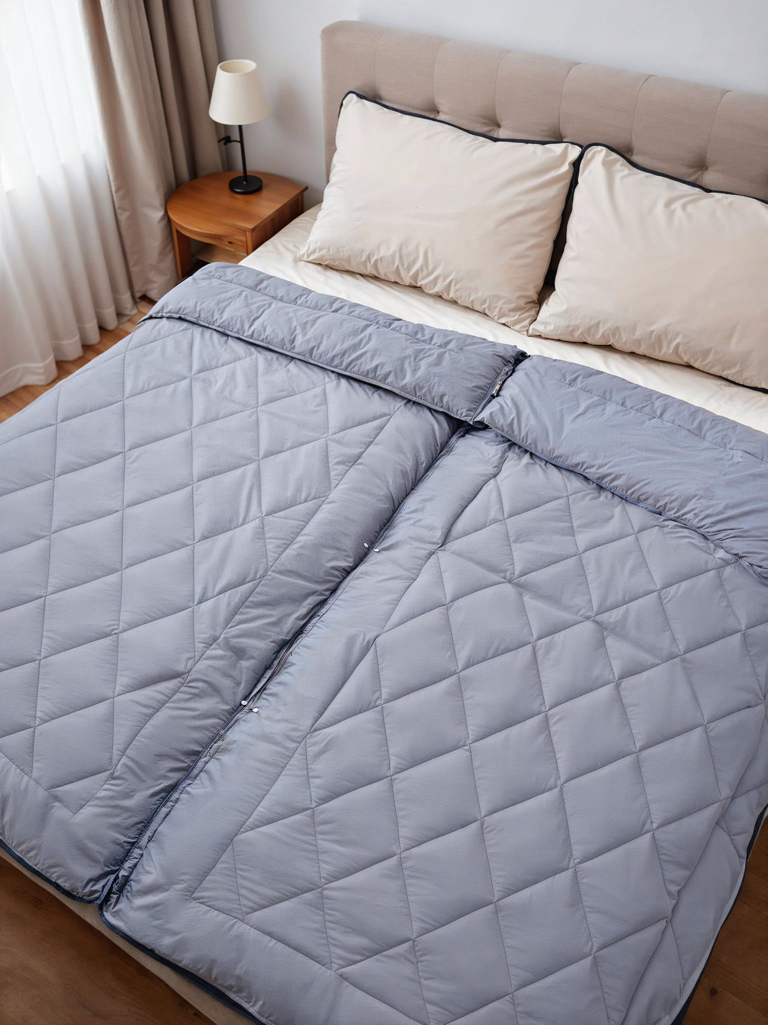 Partnerdekbed Grijs 240 x 220