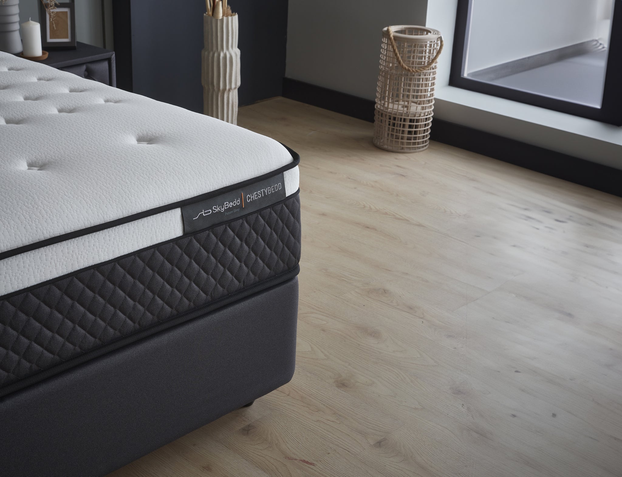 Opbergboxspring Chestybedd Antraciet 180x200