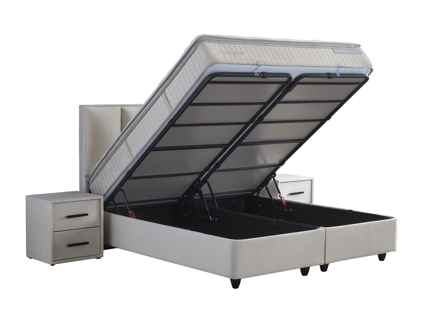 Opbergboxspring Birdybedd Beige 180x200