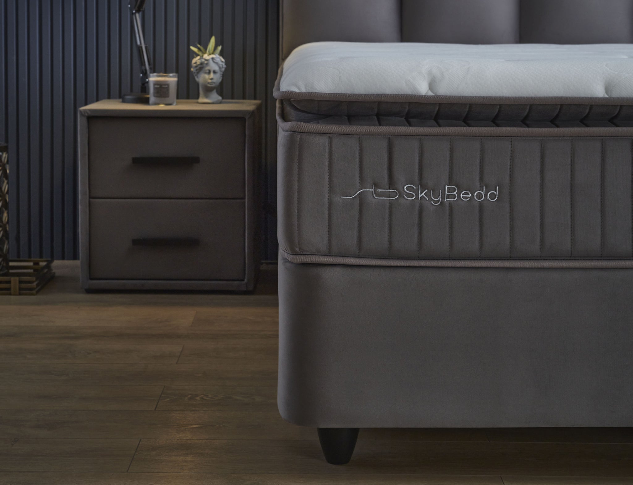 Opbergboxspring Birdybedd Antraciet 90x200 - Eenpersoons