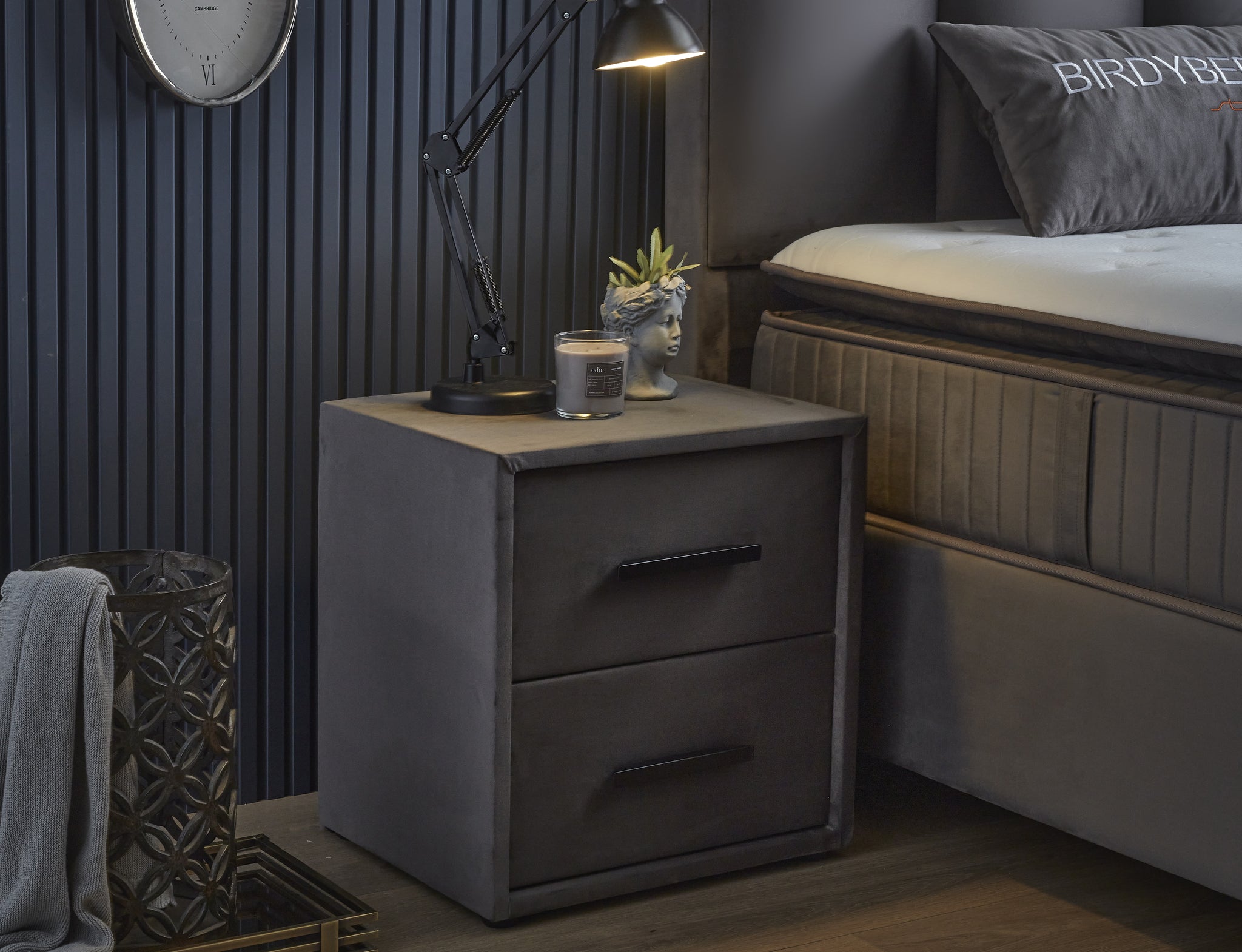 Opbergboxspring Birdybedd Antraciet 90x200 - Eenpersoons