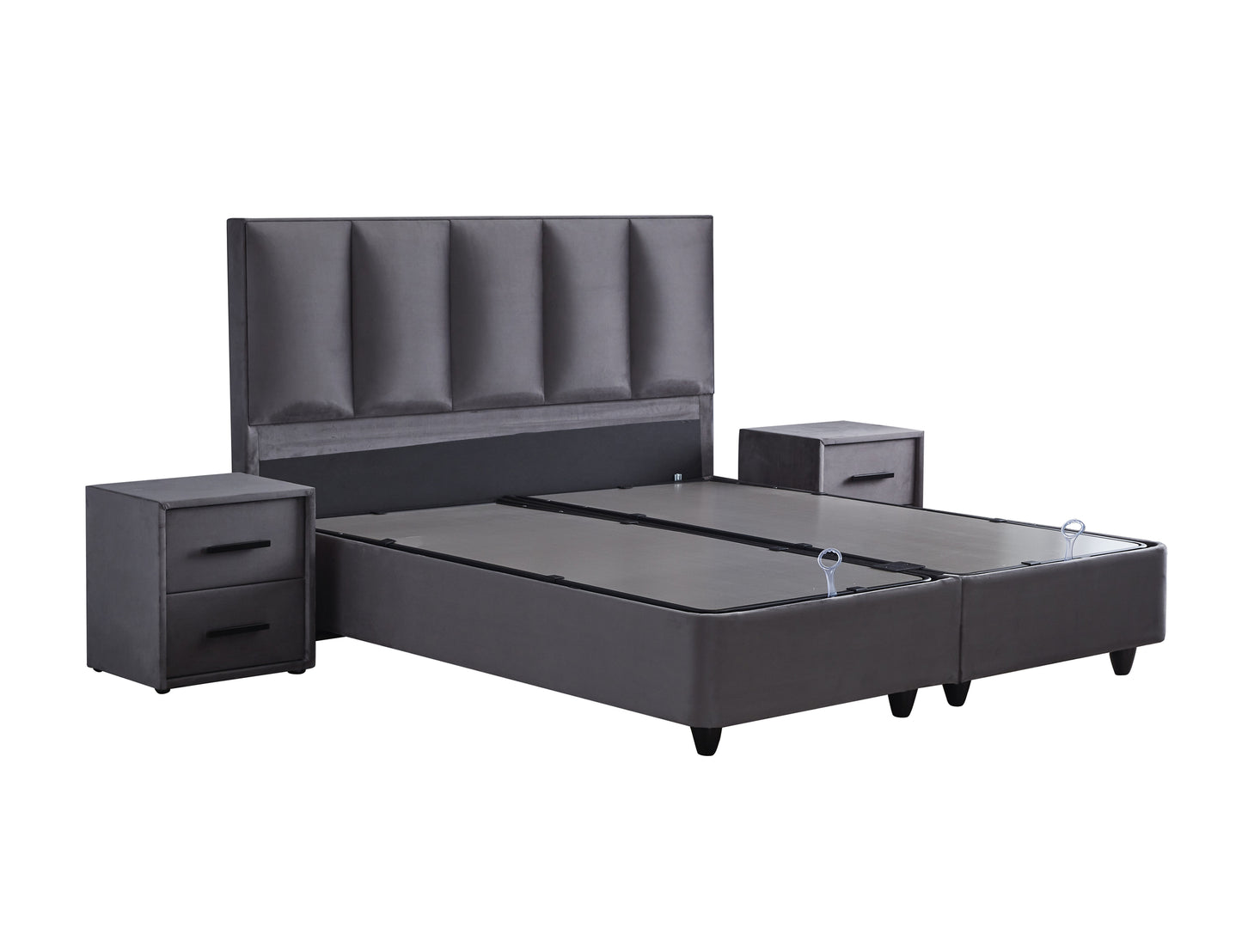 Opbergboxspring Birdybedd Antraciet 140x200