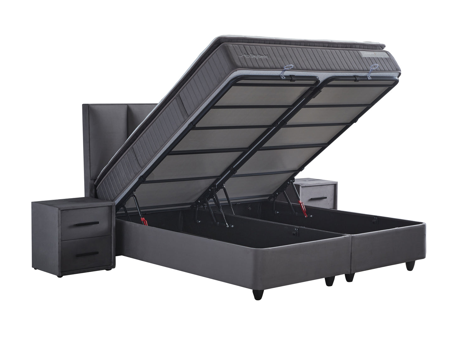 Opbergboxspring Birdybedd Antraciet 140x200