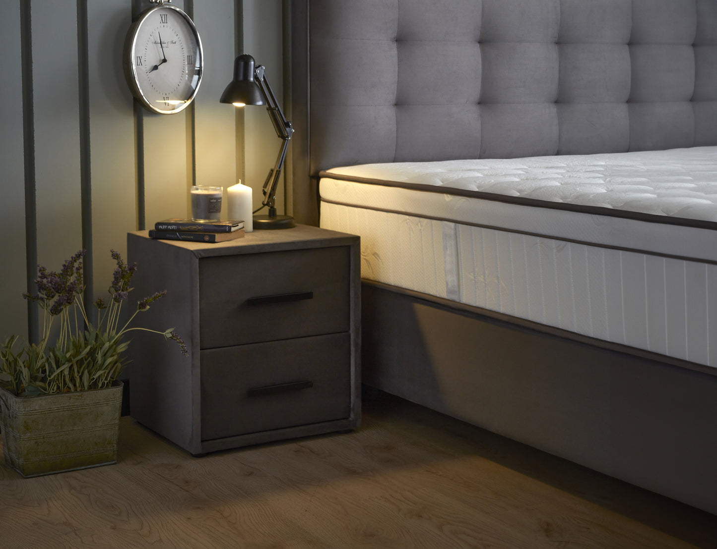 Opbergboxspring Modebedd Antraciet 90x200 - Eenpersoons