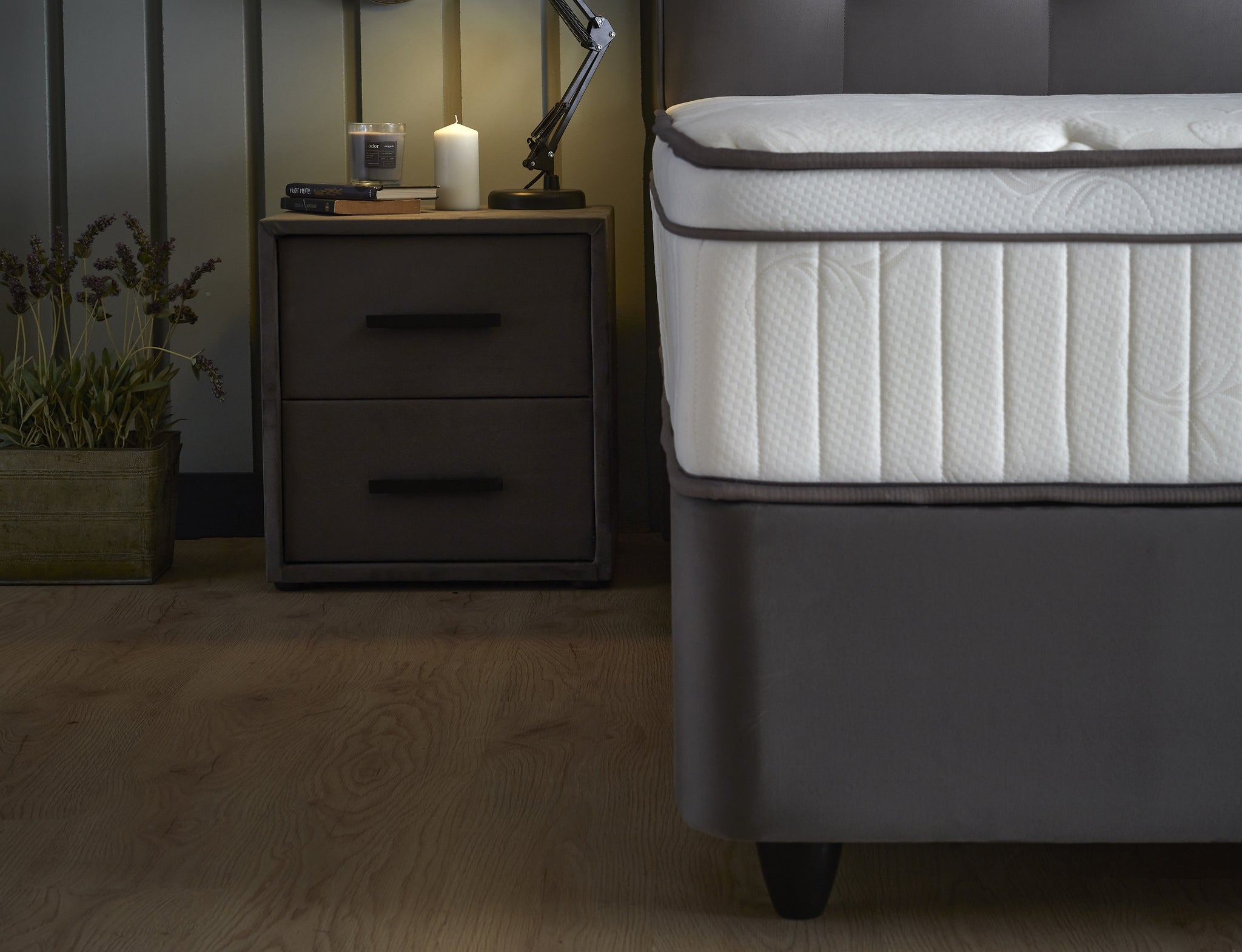 Opbergboxspring Modebedd Antraciet 90x200 - Eenpersoons