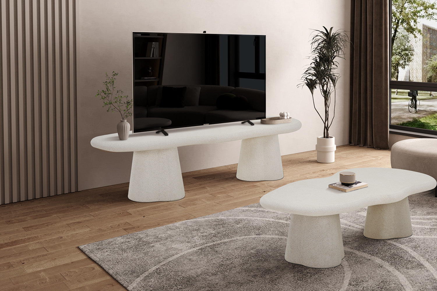 TV cabinet 'Faro' 160 cm Organic Cement