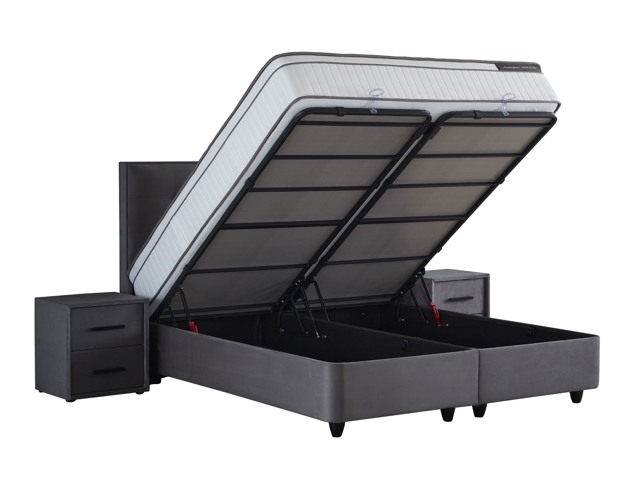 Opbergboxspring Modebedd Antraciet 160x200