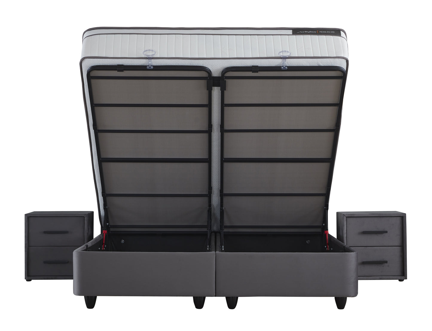 Opbergboxspring Modebedd Antraciet 180x200