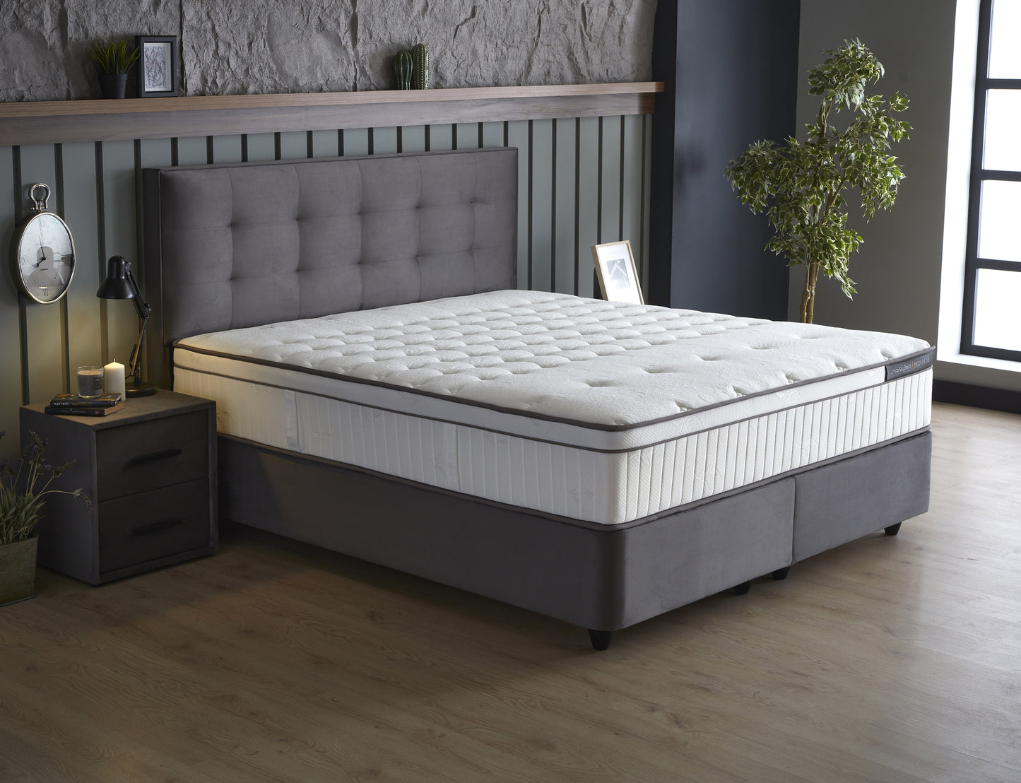 Opbergboxspring Modebedd Antraciet 180x200