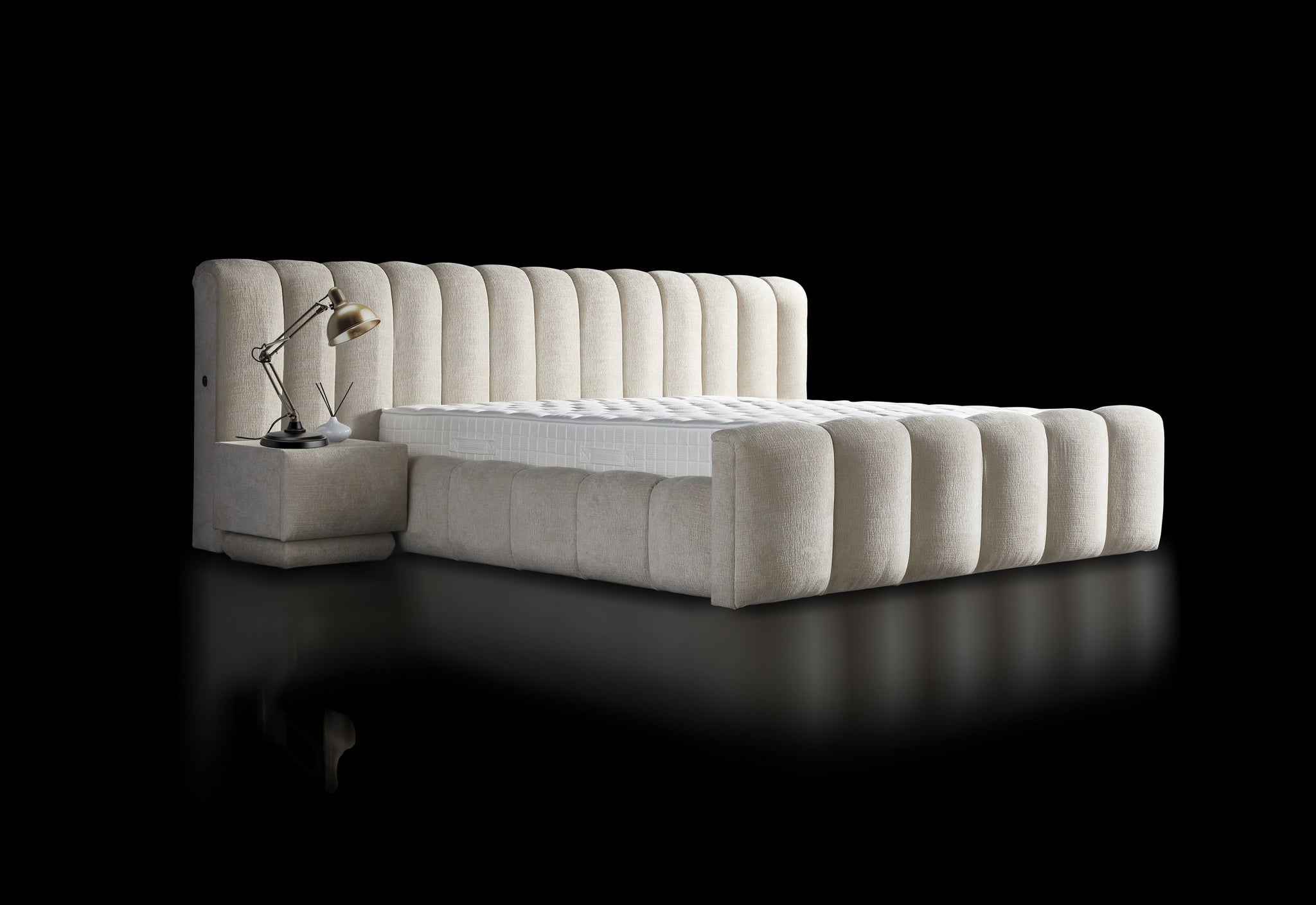 Opbergboxspring Modebedd Beige 180x200