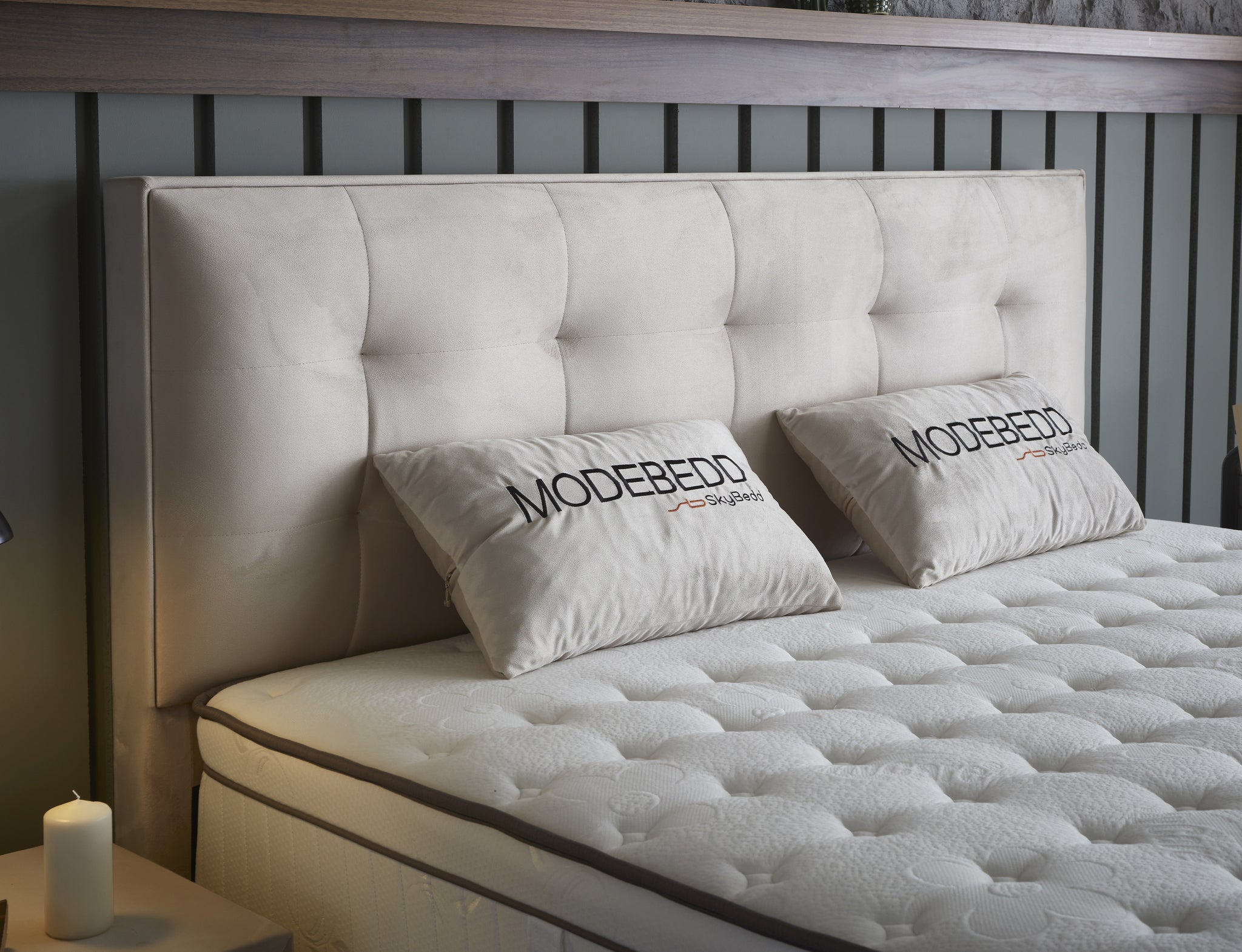 Opbergboxspring Modebedd Beige 180x200