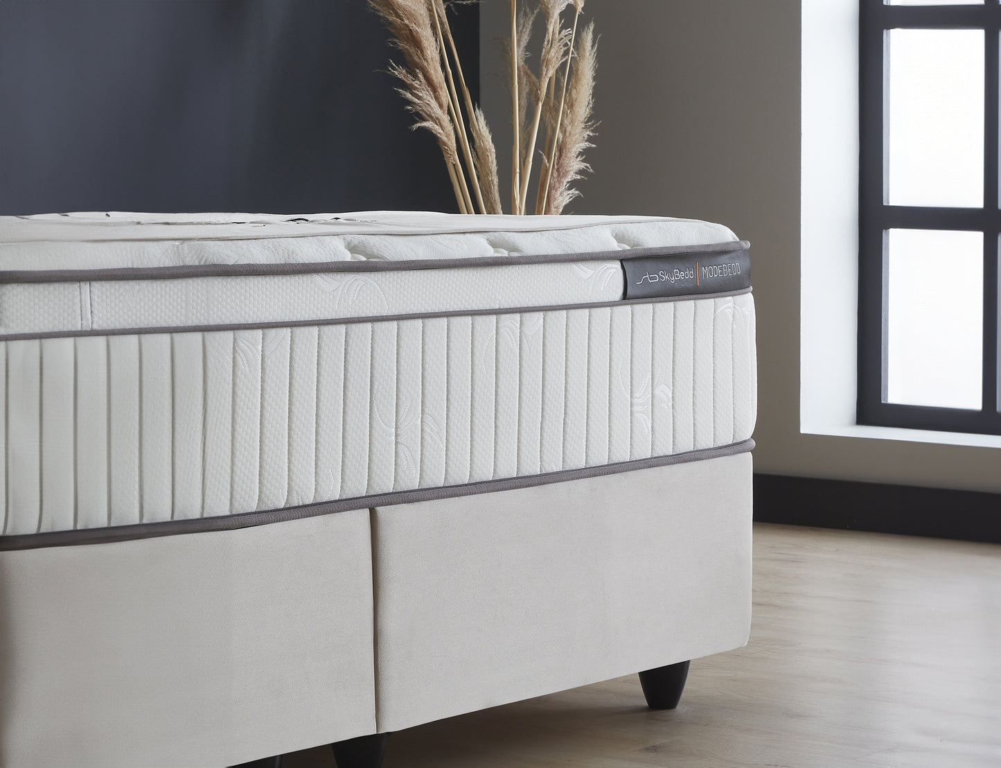 Opbergboxspring Modebedd Beige 180x200