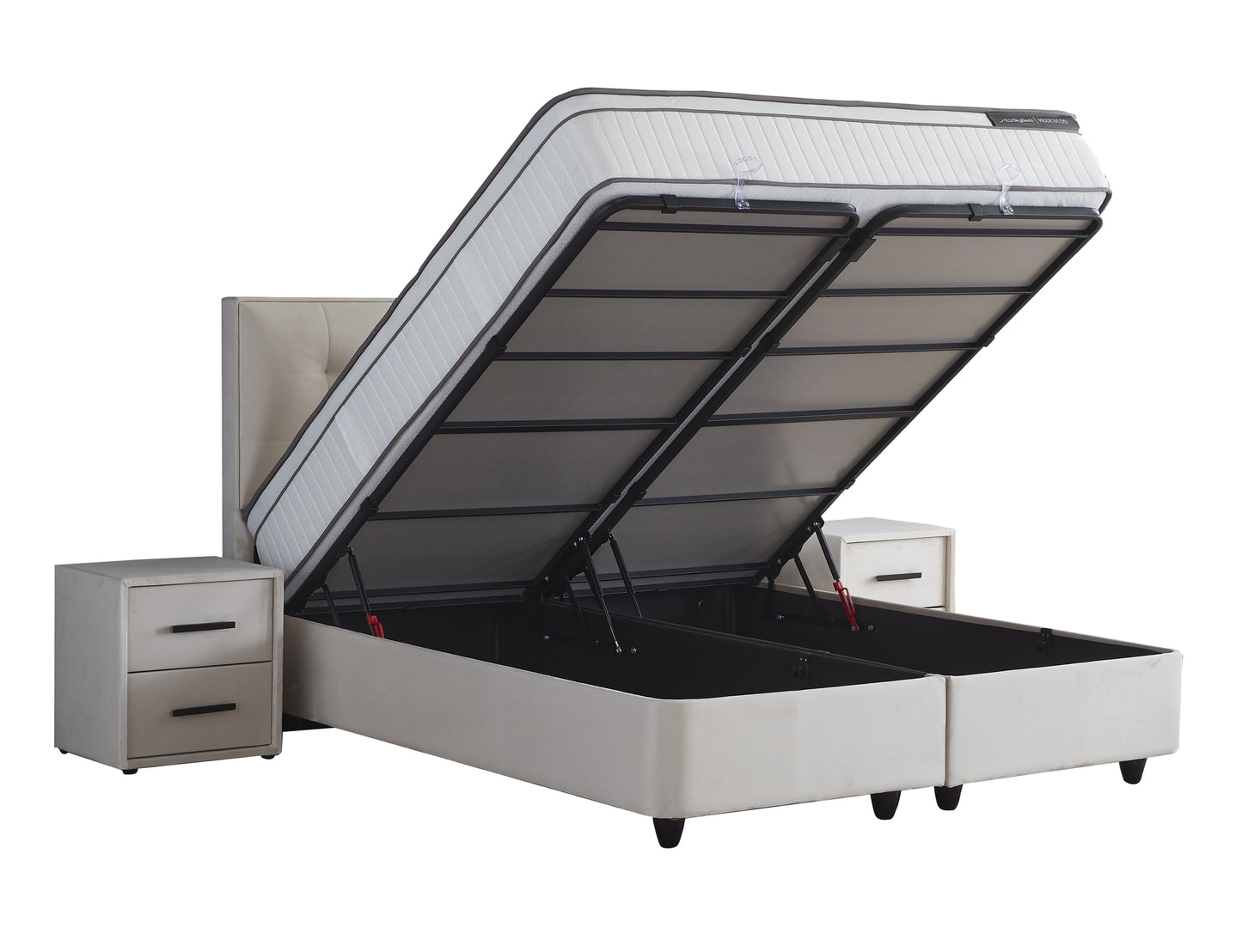 Opbergboxspring Modebedd Beige 180x200