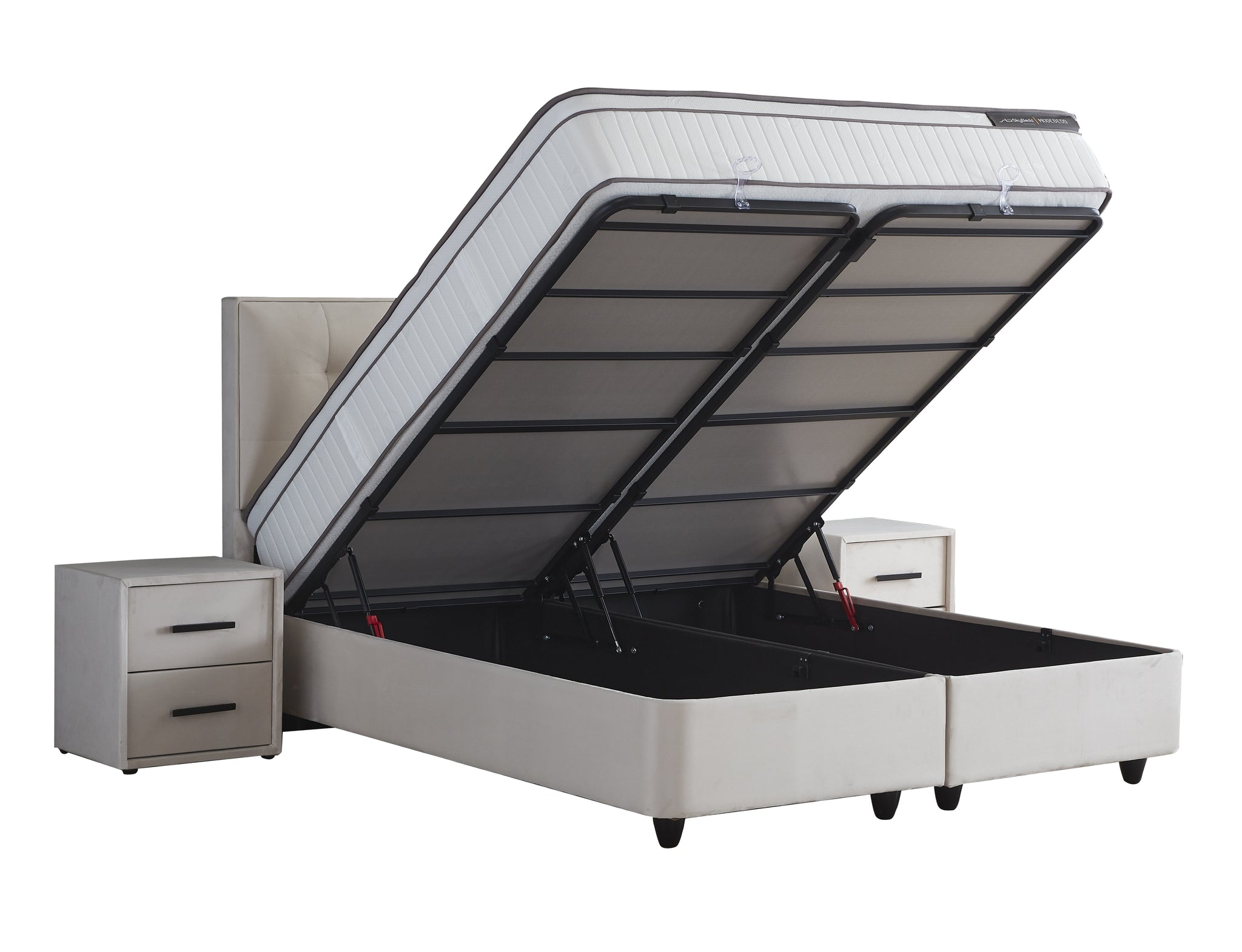 Opbergboxspring Modebedd Beige 180x200