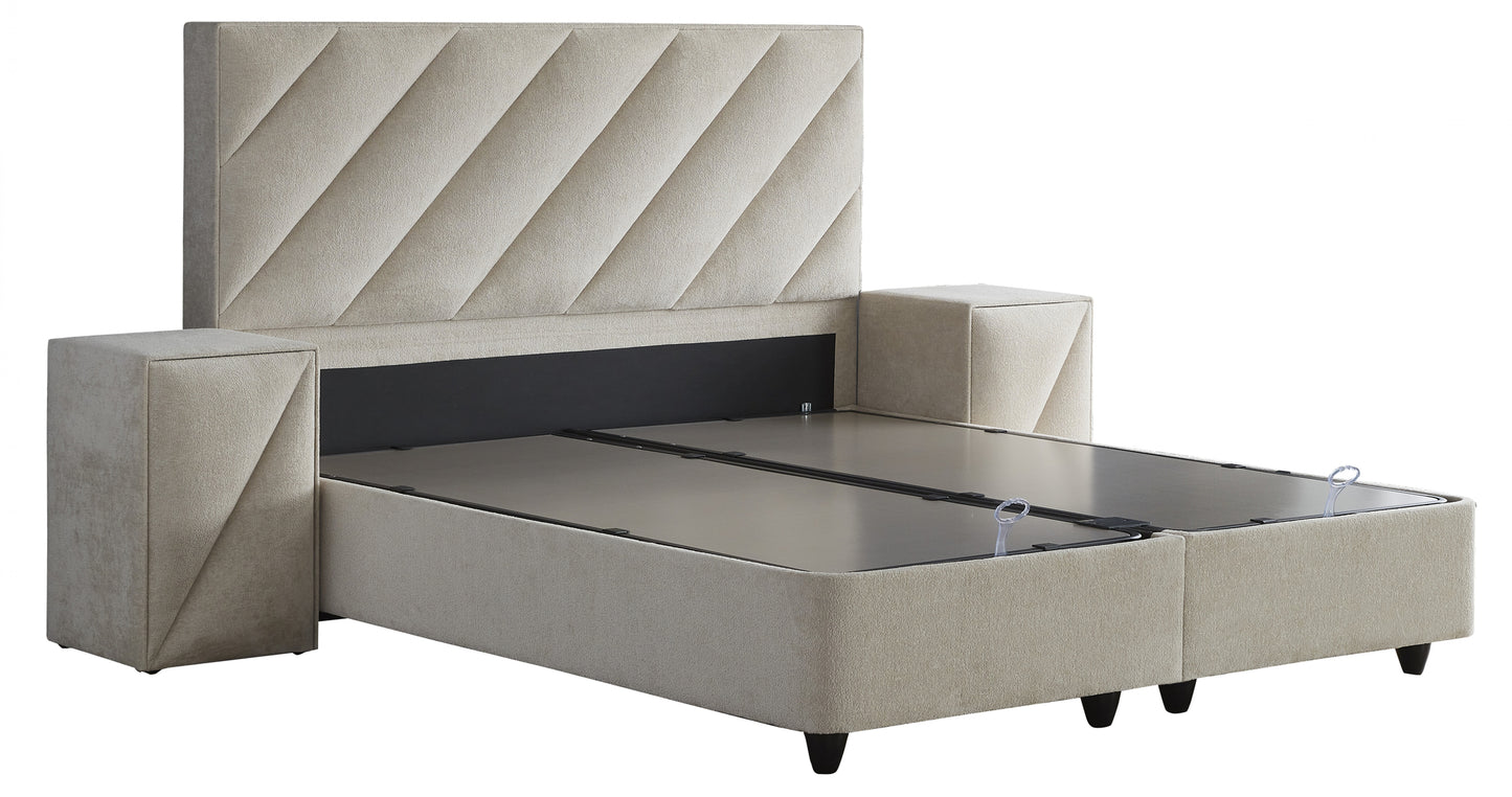 Opbergboxspring Shinebedd Beige 160x200