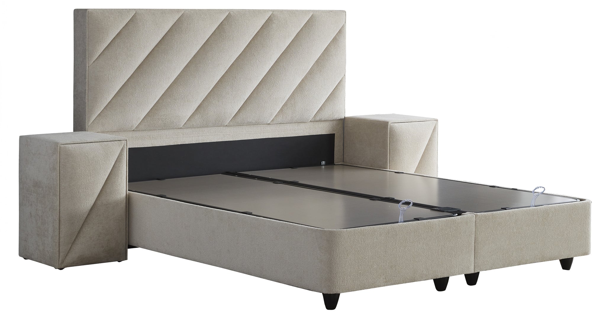 Opbergboxspring Shinebedd Beige 160x200