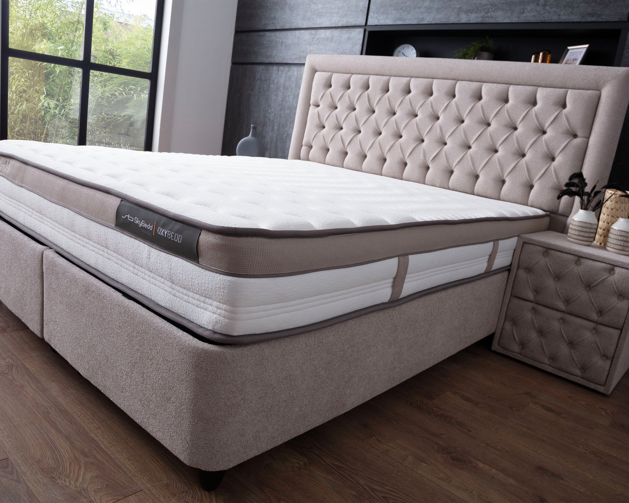 Opbergboxspring Oxybedd Beige 180x200