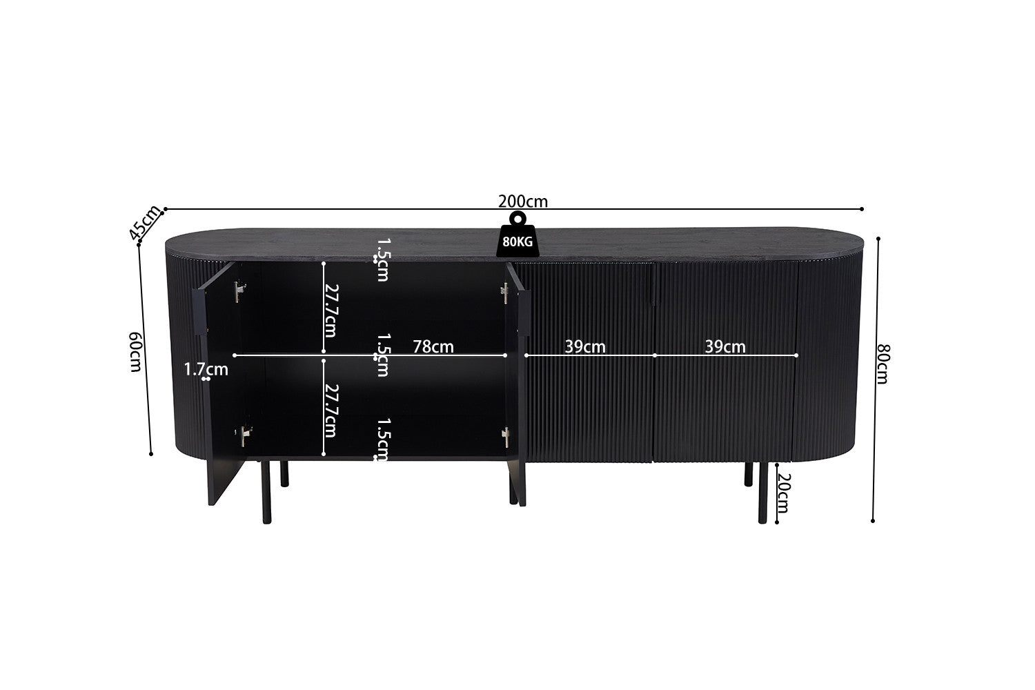 Sideboard 'Lagos' 200 cm Decor Dark Brown