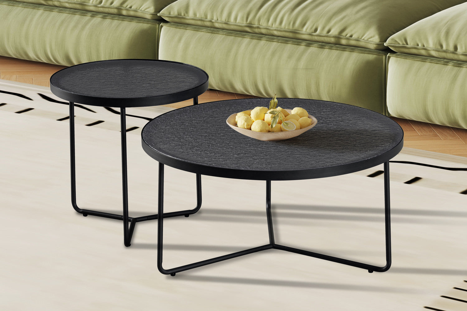 NEW - Coffee table 'Melia' Round Gray Glass