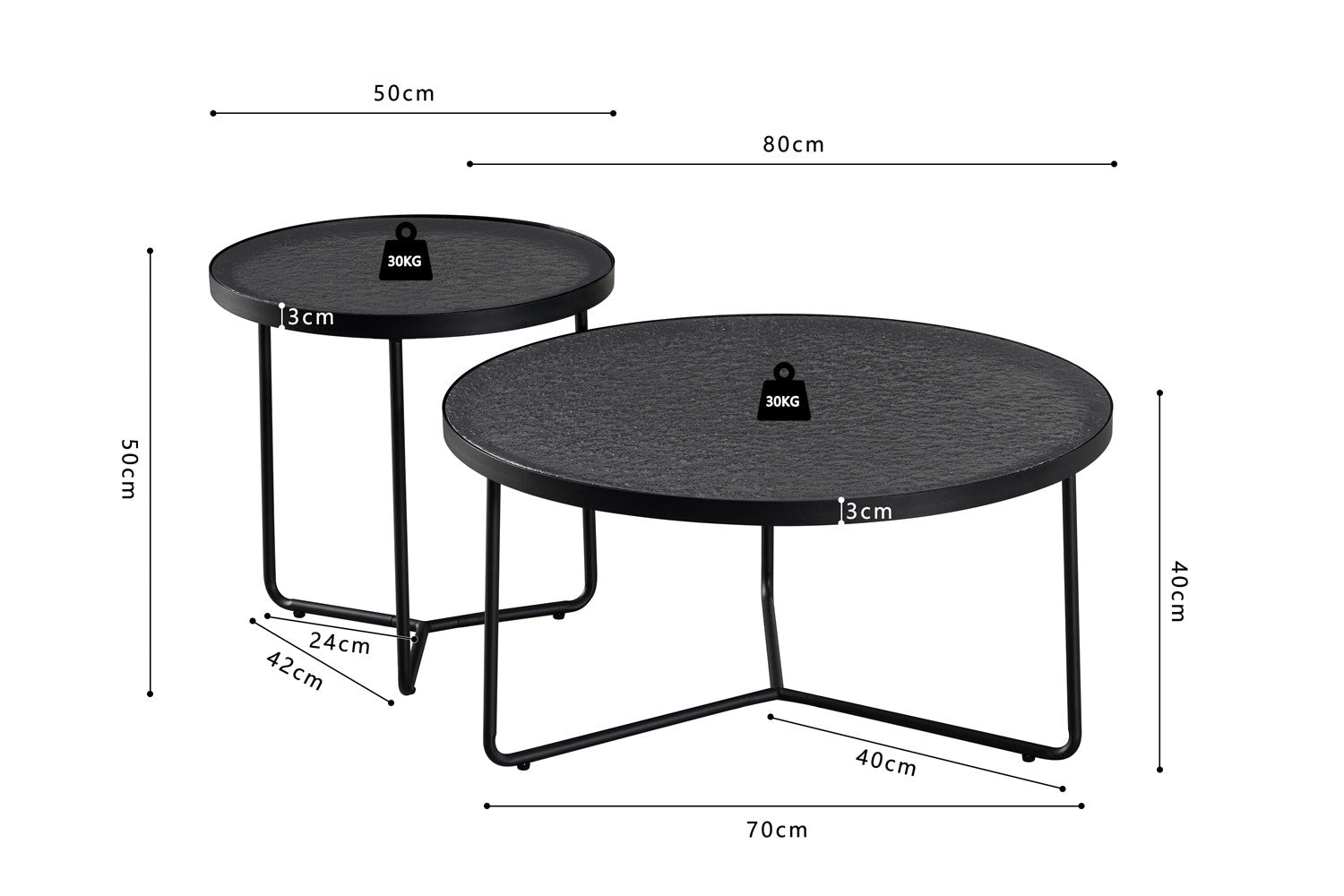 NEW - Coffee table 'Melia' Round Gray Glass