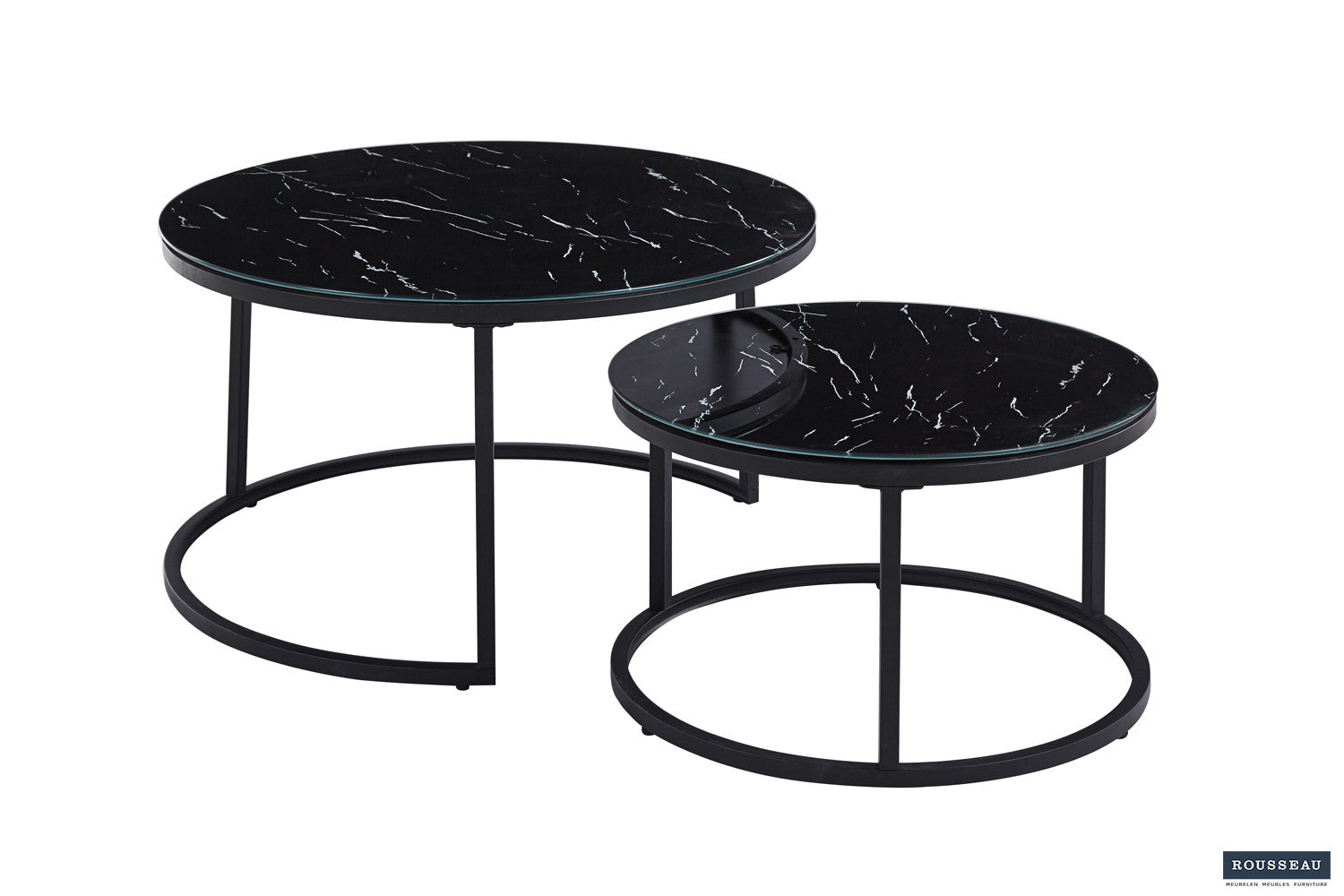 Coffee table 'Boston' Decor Glass Marble Black