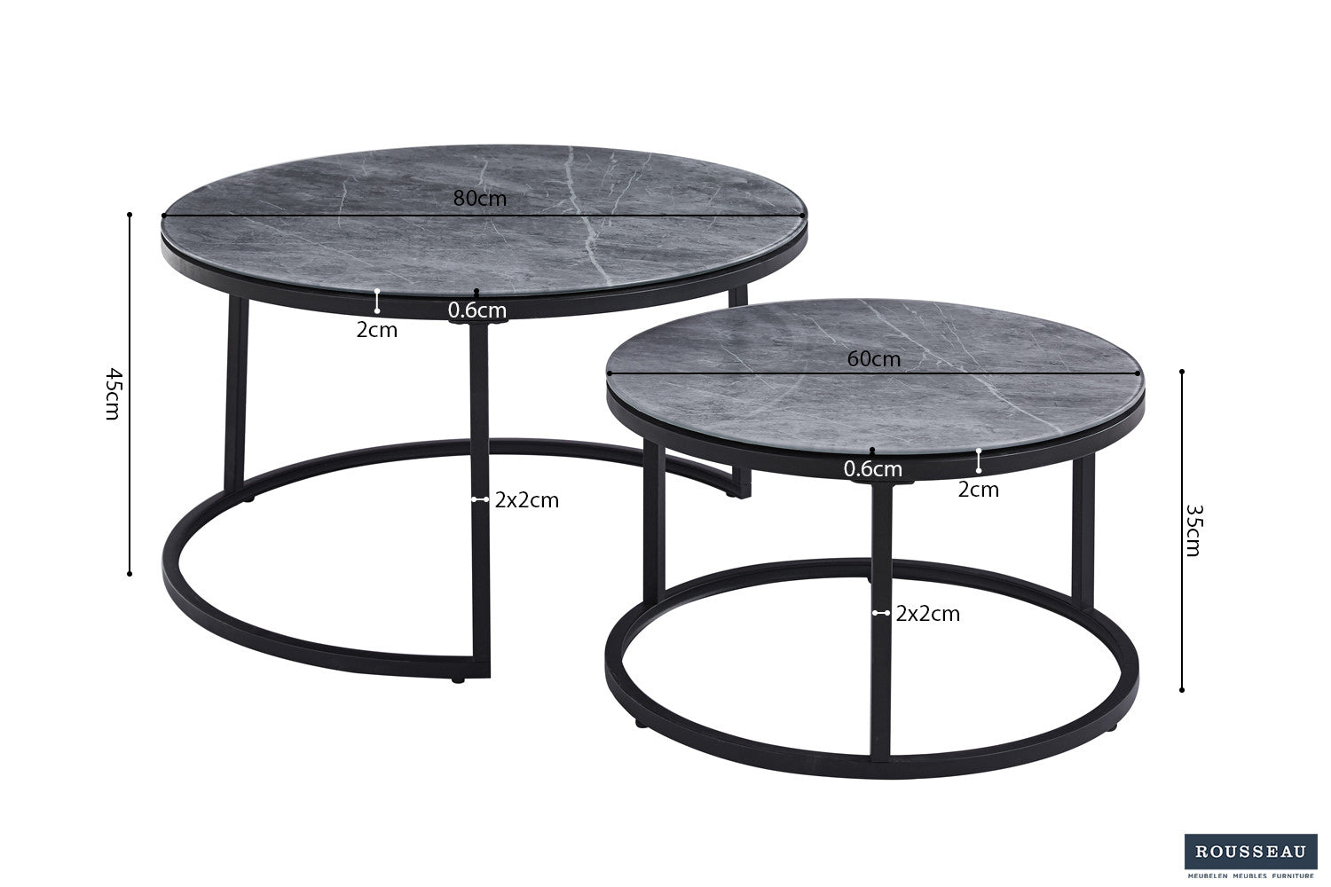 Coffee table 'Boston' Decor Glass Stone Gray
