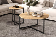 Set of 2 Coffee Tables 'Pola' Decor Old Oak