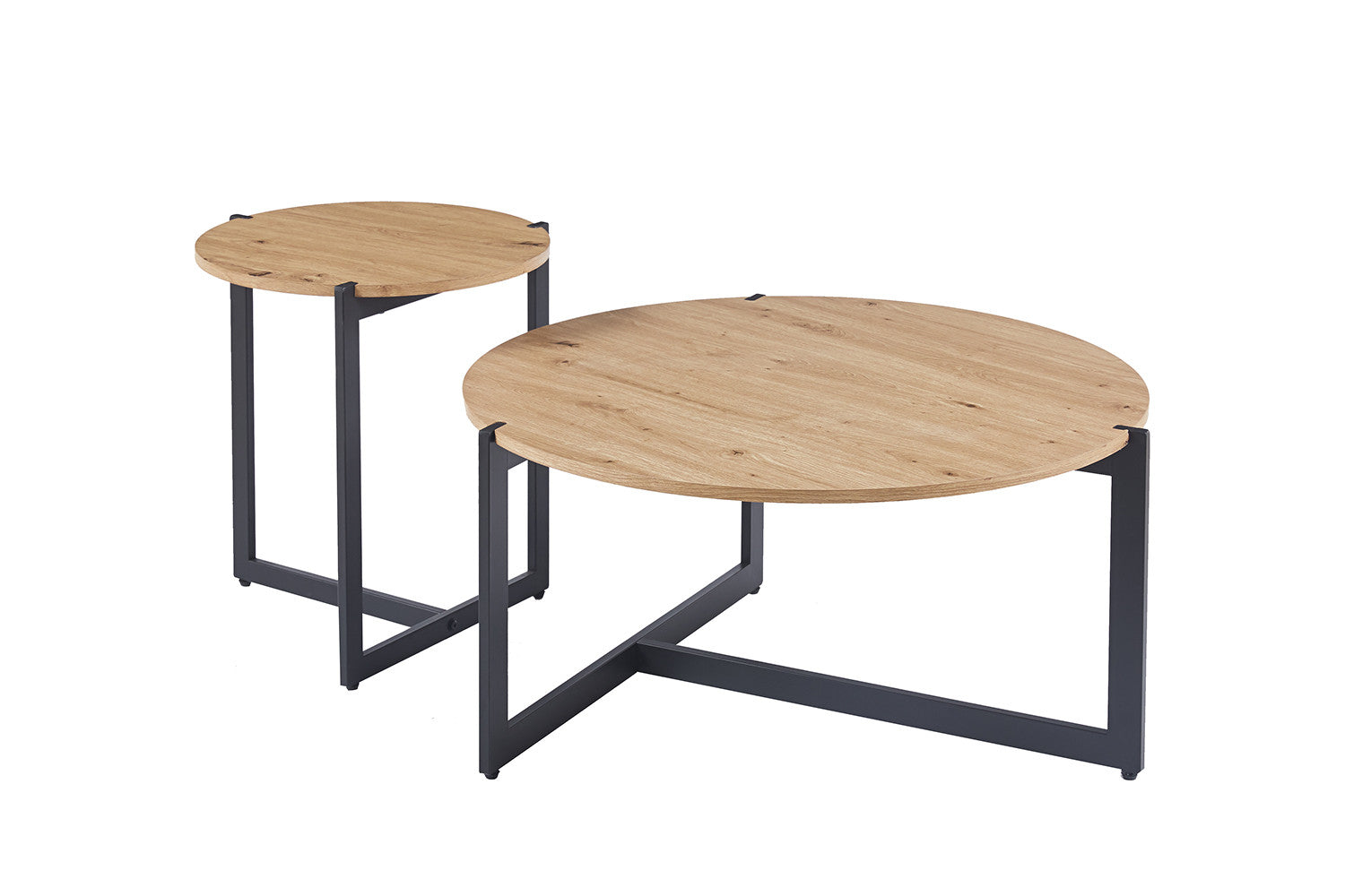 Set of 2 Coffee Tables 'Pola' Decor Old Oak