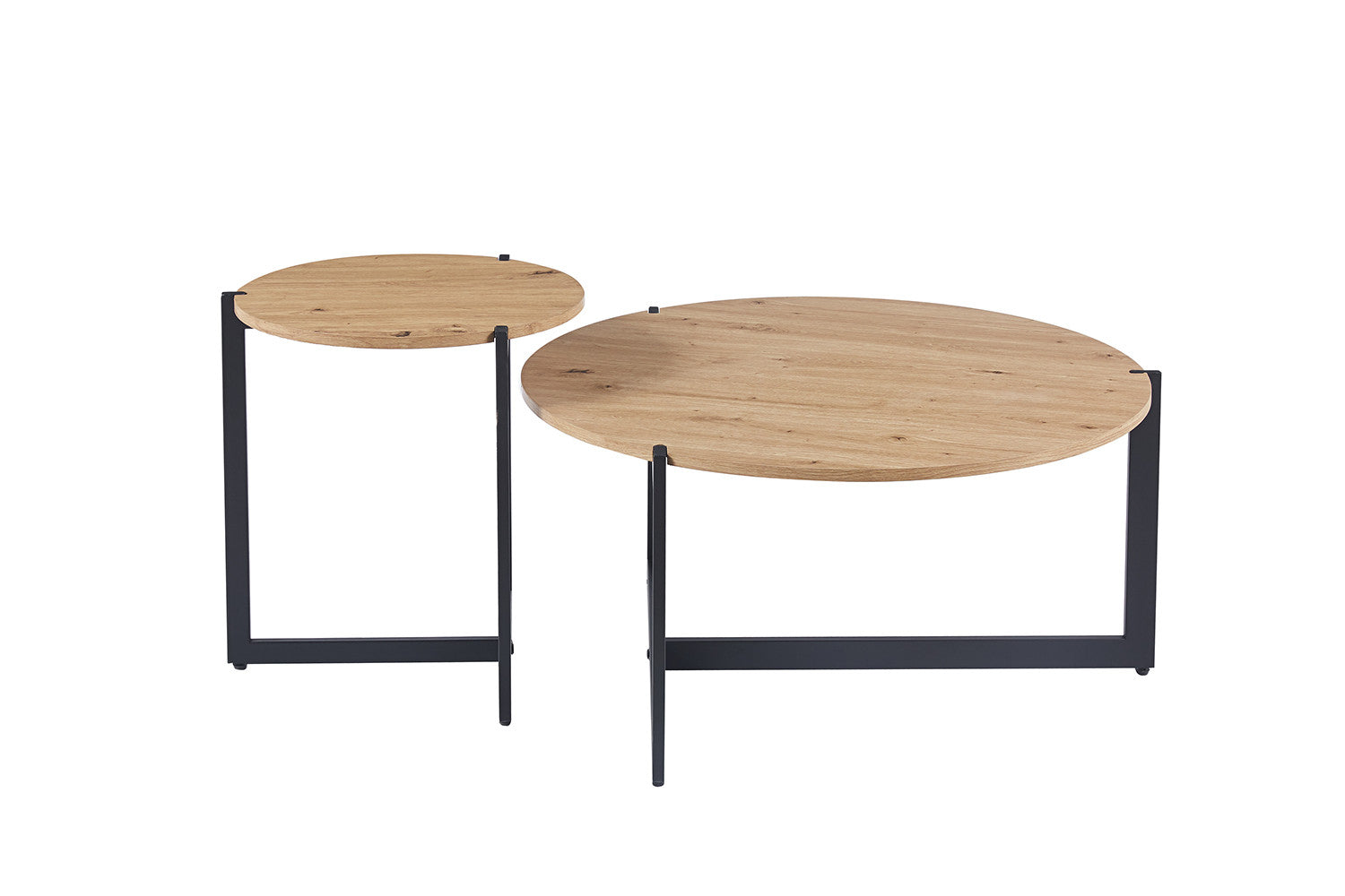 Set of 2 Coffee Tables 'Pola' Decor Old Oak