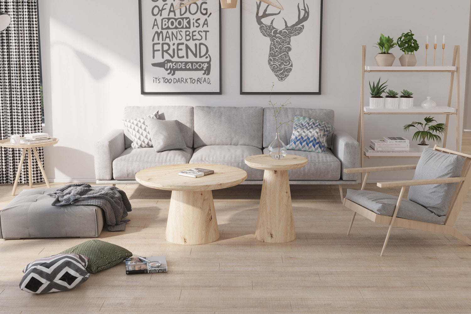 Coffee table 'Lukas' 80 cm Decor Old oak
