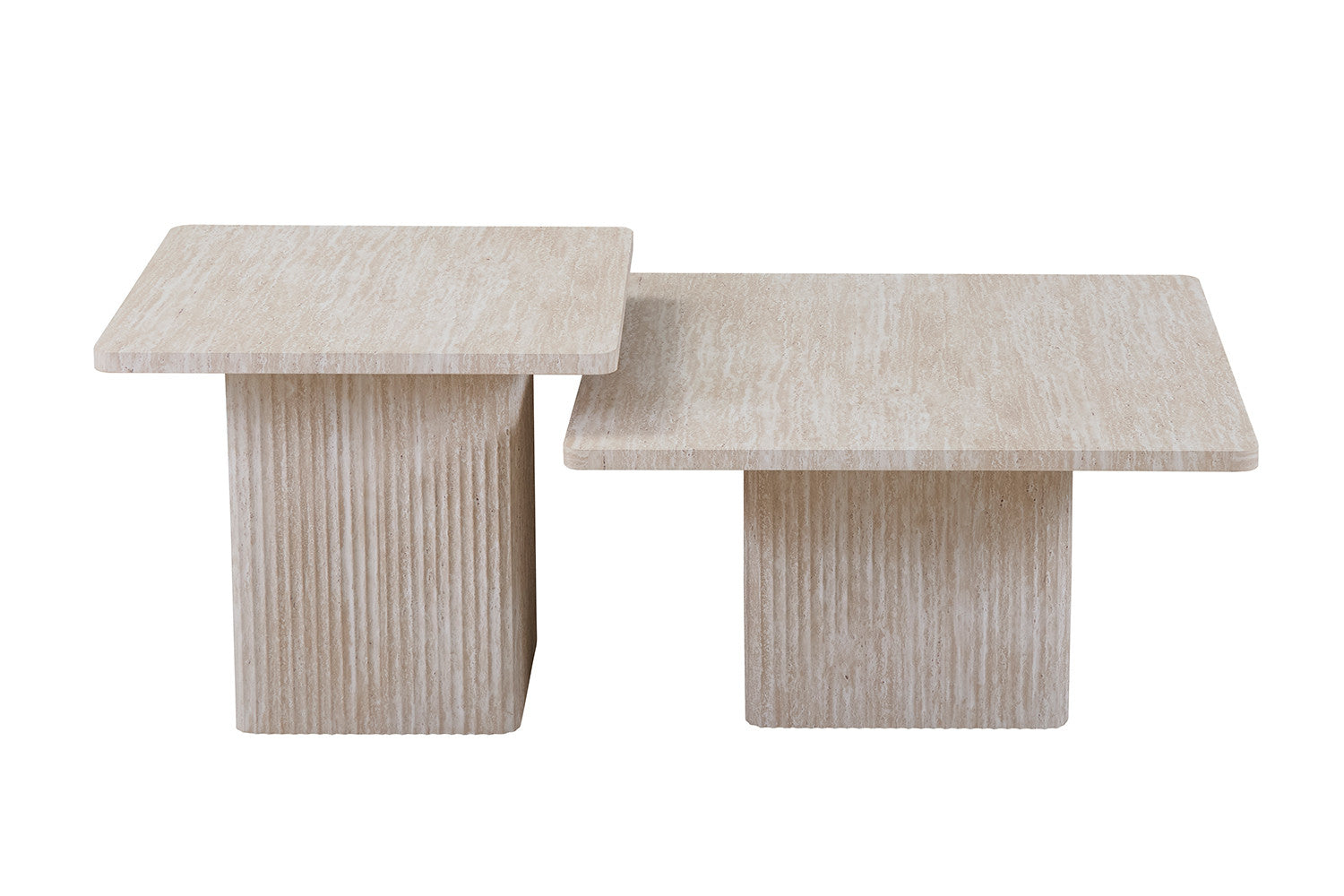 Set of 2 Coffee Tables 'Bobby' Decor Travertine Beige