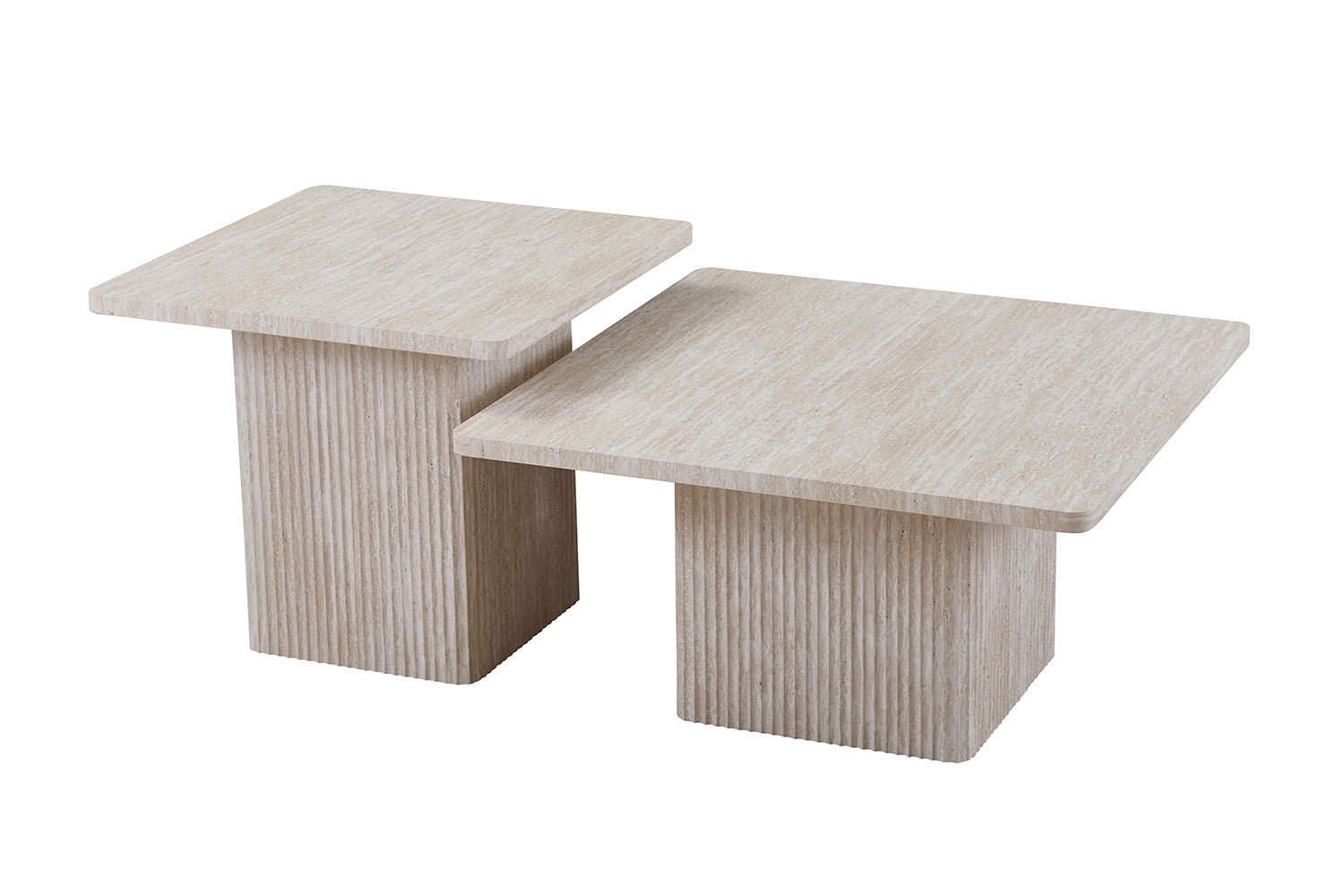Set of 2 Coffee Tables 'Bobby' Decor Travertine Beige