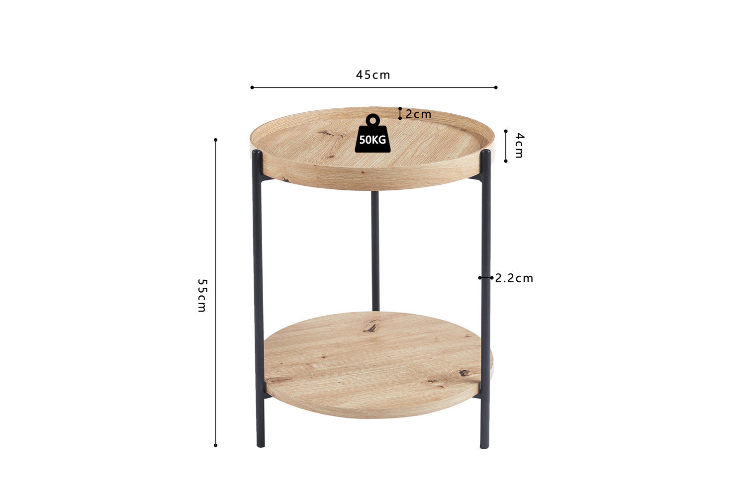 Coffee table 'Dalina' 45 cm Decor Old oak