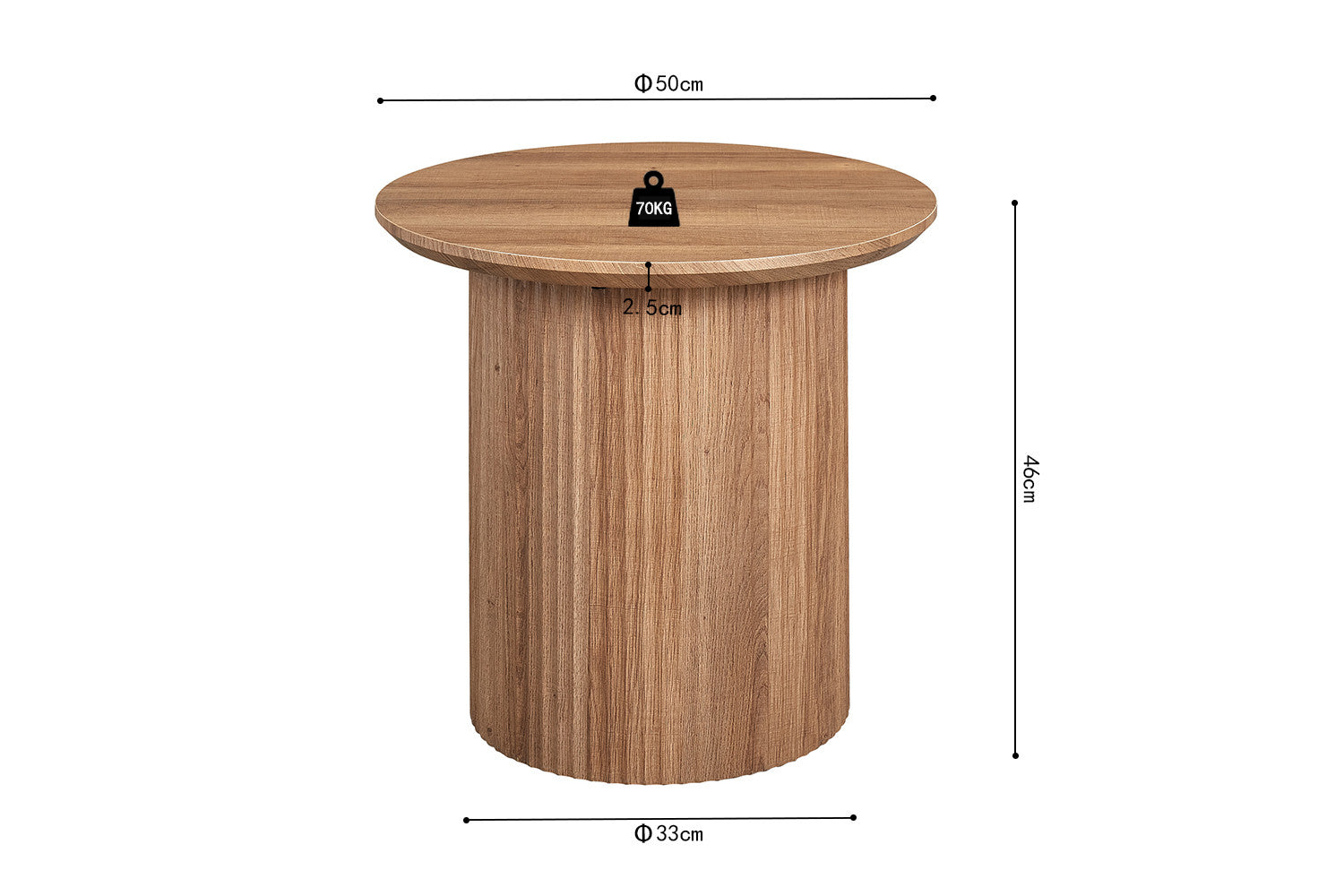 SALE - Coffee table 'Lagos' 50 cm Round Decor Old oak