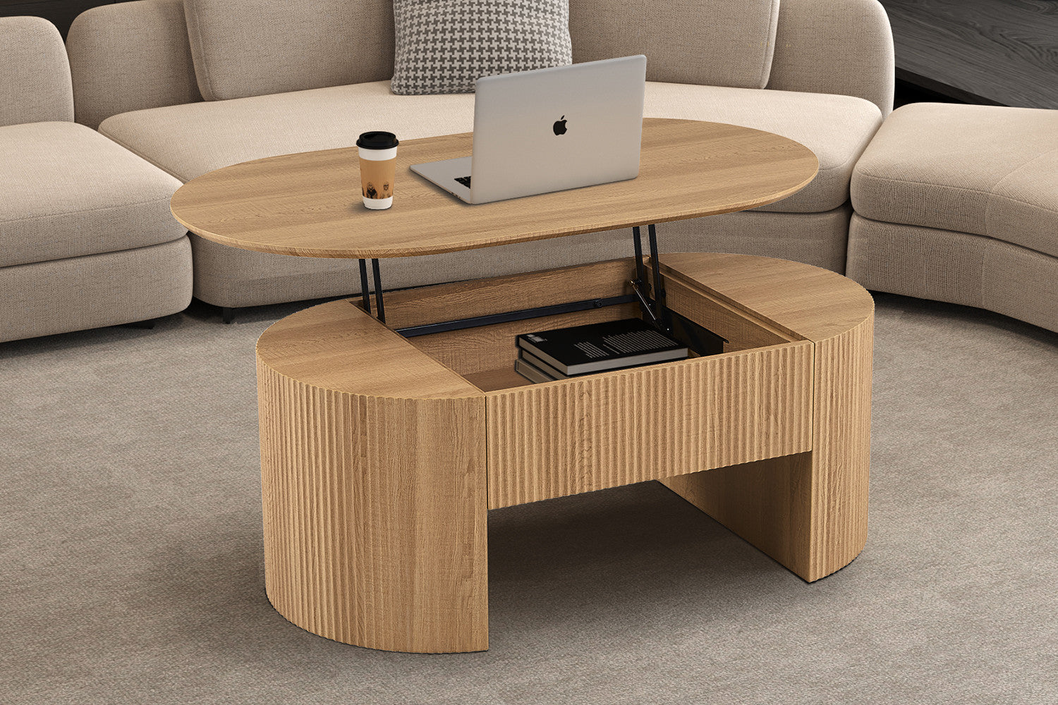 NEW - Coffee table 'Lagos' 120 cm Lift-top Decor Oak Natural