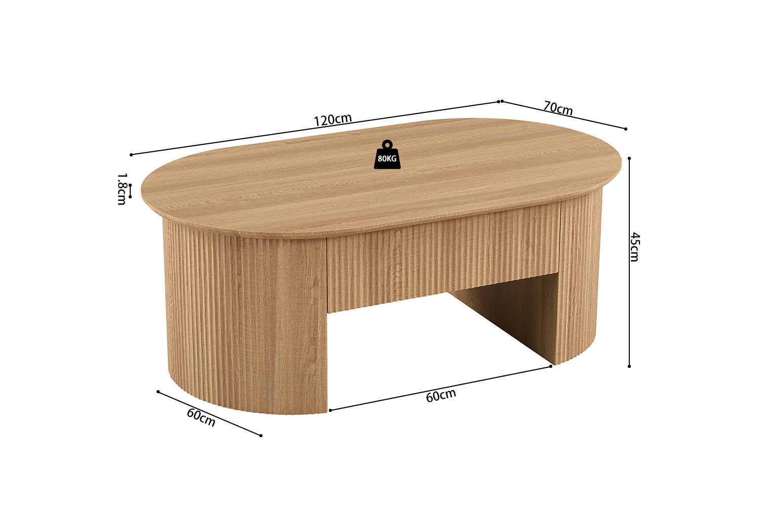 NEW - Coffee table 'Lagos' 120 cm Lift-top Decor Oak Natural