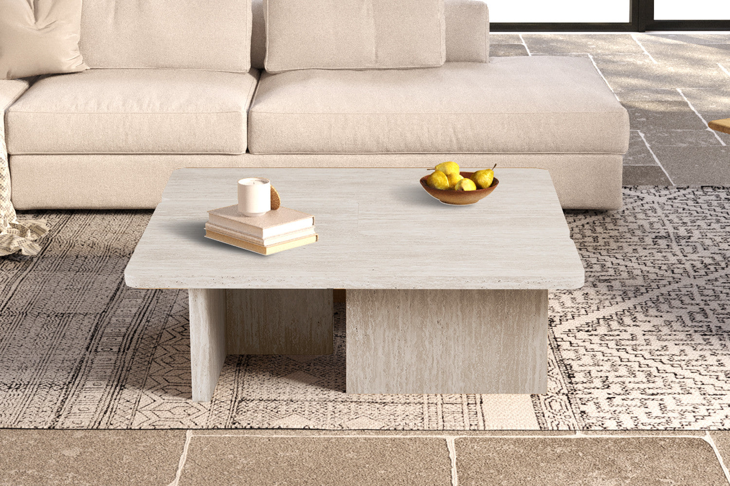 NEW - Coffee table 'Arallo' Decor Travertine Beige