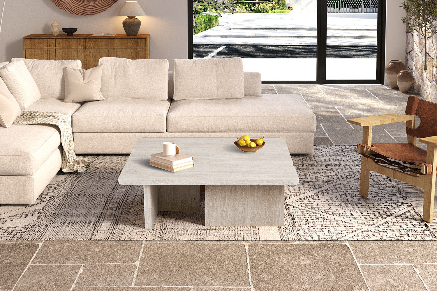 NEW - Coffee table 'Arallo' Decor Travertine Beige