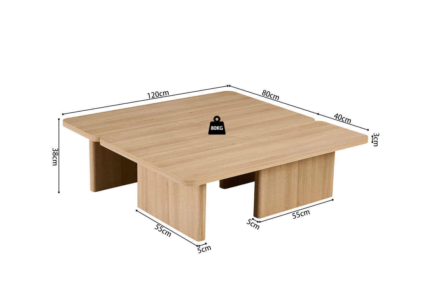 NEW - Coffee table 'Arallo' Decor Oak Natural