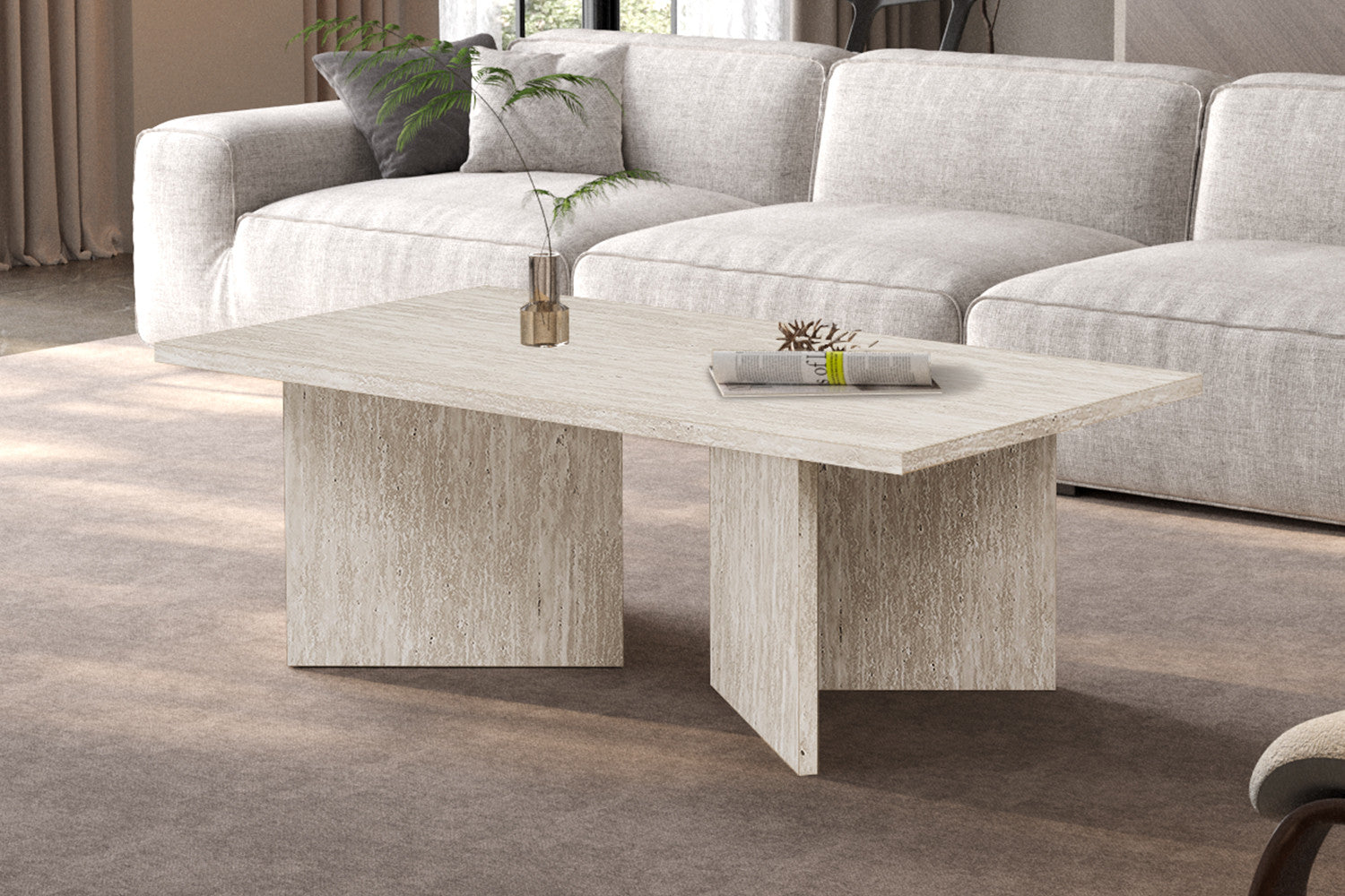 NEW - Coffee table 'Litar' Decor Travertine Beige
