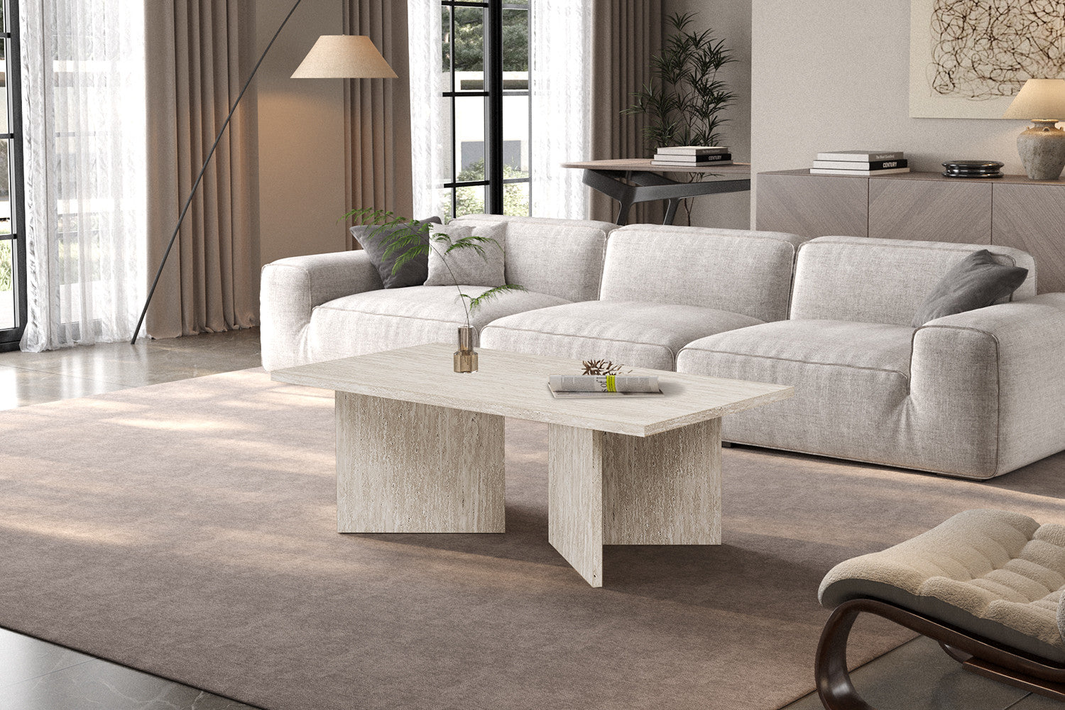 NEW - Coffee table 'Litar' Decor Travertine Beige
