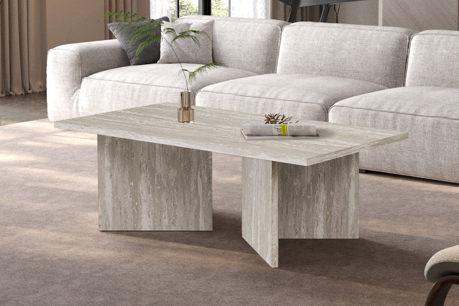NEW - Coffee table 'Litar' Decor Travertine Gray