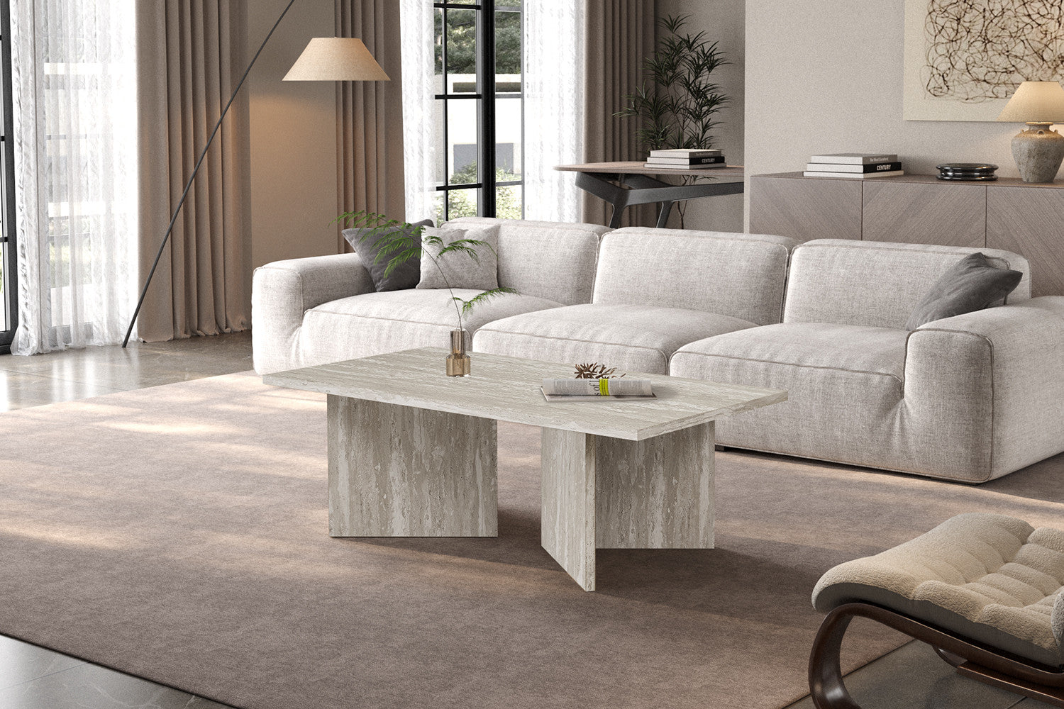 NEW - Coffee table 'Litar' Decor Travertine Gray