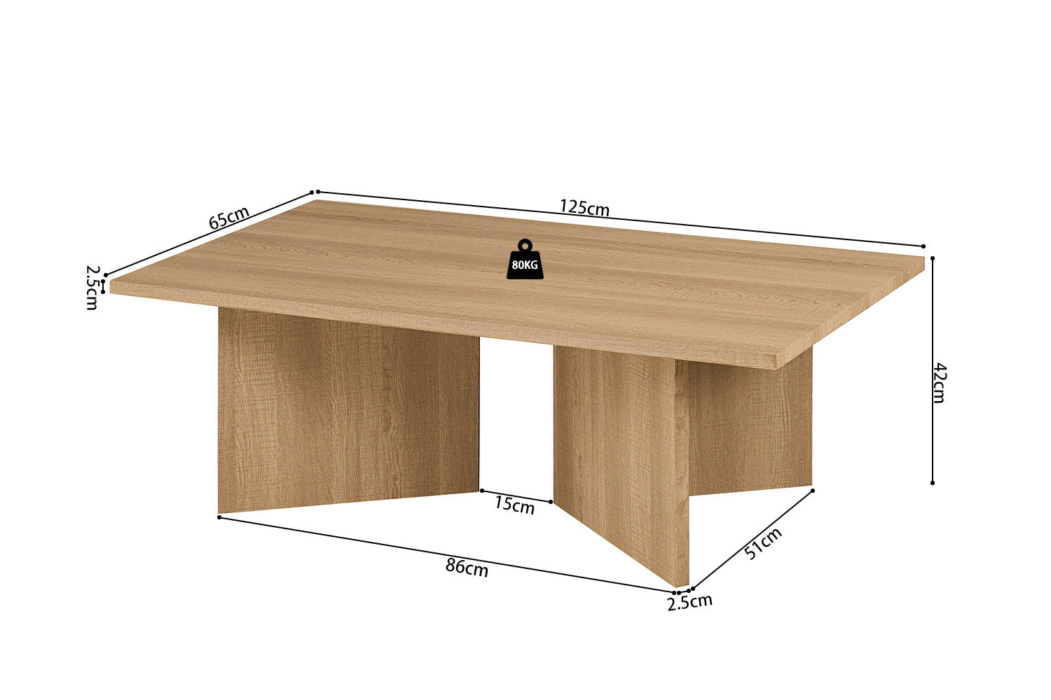 NEW - Coffee table 'Litar' Decor Oak Natural