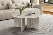 NEW - Coffee table 'Drasir' Round Decor Travertine Gray