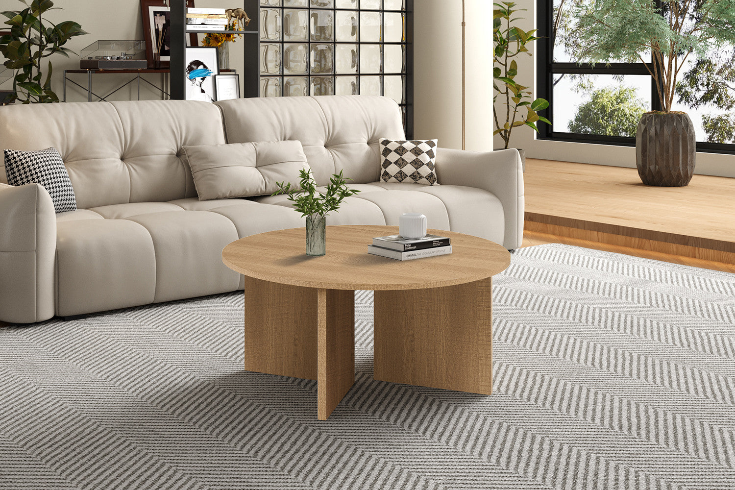 NEW - Coffee table 'Drasir' Round Decor Oak Natural